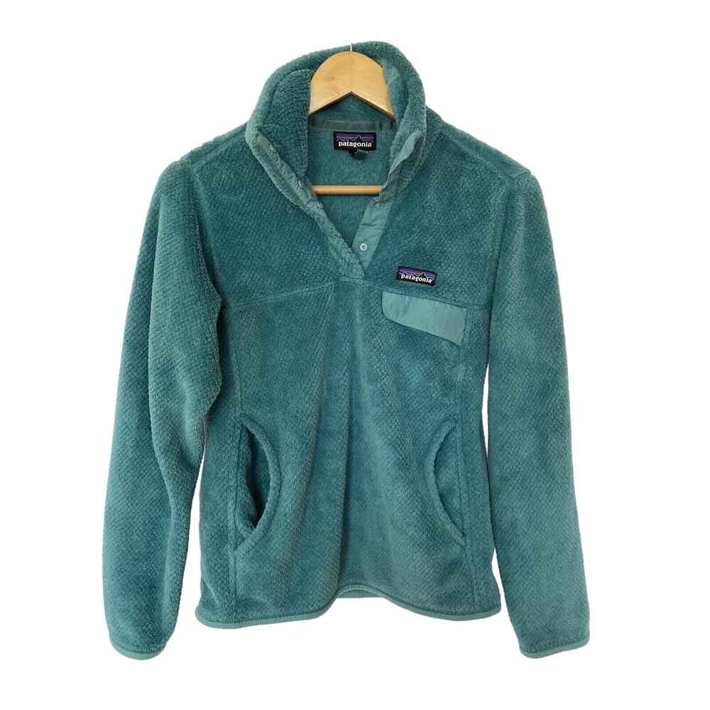 Patagonia Los Gatos Fleece Women’s size S Teal Snap T Pullover Great Shape